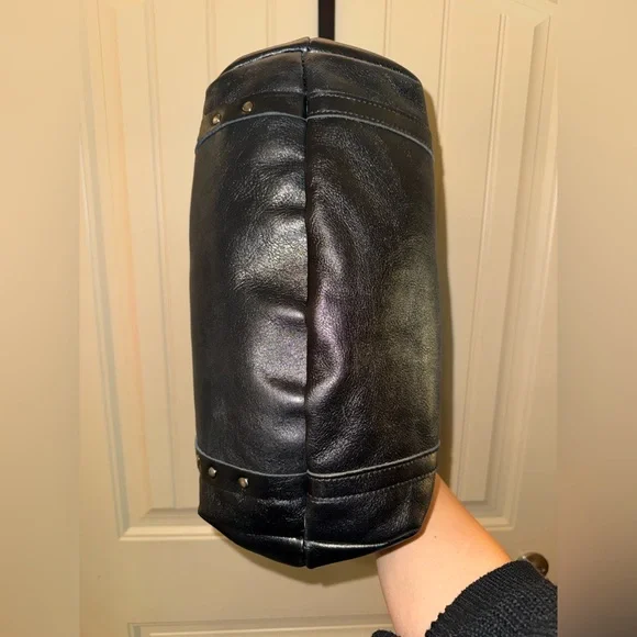 Patricia Nash Benvenuto Vintage Black Studded Grain Leather XL Tote Bag - Picture 5 of 8